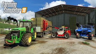 Farming Simulator 19  Ultra Realistic  Buying New Farm Storing hay bales amp Seeding barley [upl. by Namlaz]