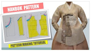 SEWING PATTERN HANBOK  PATTERN MAKING TUTORIAL [upl. by Nikal]