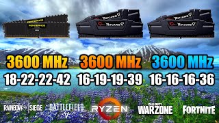 3600MHz 18222242 vs 3600MHz 16191939 vs 3600MHz 16161636 with 3900X  RAM Comparison Test [upl. by Bough56]