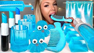 ASMR BLUE DESSERTS EDIBLE COMB GIANT SYRINGE EDIBLE LIPSTICK MUKBANG 먹방 [upl. by Anile741]