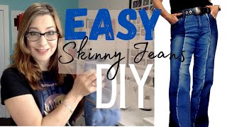 EASY DIY Skinny jeans to wideleg jeans UPCYCLE [upl. by Shaddock515]