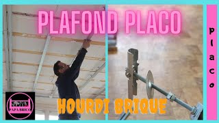 COMMENT POSER UN PLAFOND PLACO SOUS HOURDI BRIQUE EN SUSPENTE BASCULE [upl. by Aker]