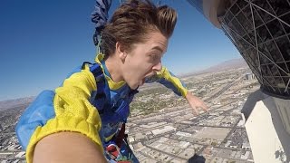 JUMPING OFF A HOTEL IN LAS VEGAS Stratosphere Sky Jump [upl. by Egamlat19]