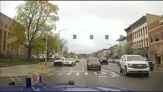 Dashcam Police chase shooting suspect against oneway traffic through downtown Kalamazoo FULL [upl. by Jerman206]