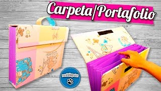 DIY  CarpetaPortafolio Reciclando Cartón  PumitaNegraArt🐾 [upl. by Sudoeht]