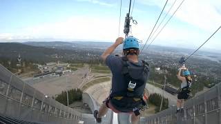 Oslo Holmenkollen ski jump zipline 2019 [upl. by Bencion]