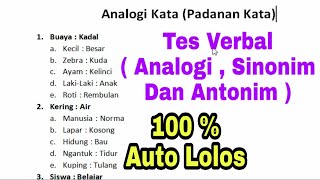 Tes Kemampuan Verbal AnalogiSinonimAntonim [upl. by Enimajneb]