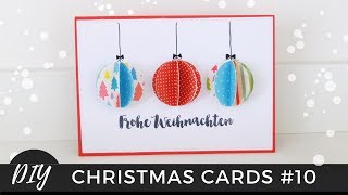 Weihnachtskarten selber basteln 10  Weihnachtskugel  easy Christmas Cards DIY – Tutorial [upl. by Nylhtiak]