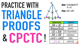 Triangle Congruence Proofs Practice with CPCTC [upl. by Dickenson]