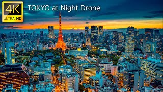 Tokyo Japan in 4K Drone at Night  Explore Tokyo at Night with 4K Drone Film [upl. by Montague]