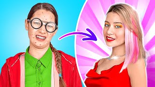 POPULAR GIRL VS NERD How To Become Popular At School Overnight TikTok Makeover By 123GO CHALLENGE [upl. by Emmalynne]