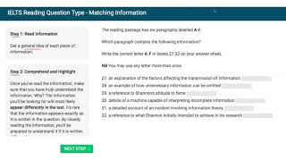 IELTS Academic Reading  Matching Information [upl. by Raila]