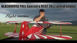 Black Horse Pitts Special 15m Biplane with RCGF 26cc gas engine Flight review [upl. by Beniamino]