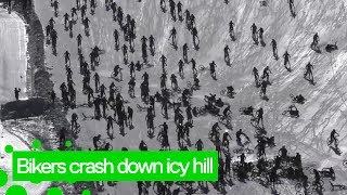 Bikers Slide Down Mountain of Hell [upl. by Ahsei]