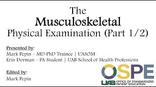 The Musculoskeletal Physical Examination Part 1  Upper Extremity [upl. by Coy]