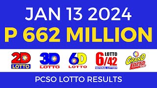 Lotto Result January 13 2024 9pm PCSO [upl. by Cowen491]