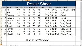 How to Create Result Sheet in MS Excel  Lunar Computer College [upl. by Anippesuig962]