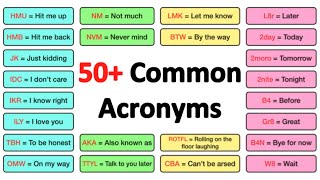 50 COMMON ACRONYMS in ENGLISH [upl. by Ecyrb]