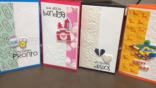 Tutorial tarjetas scrapbook faciles 4 motivos un solo diseño easy cards DIY [upl. by Chouest]