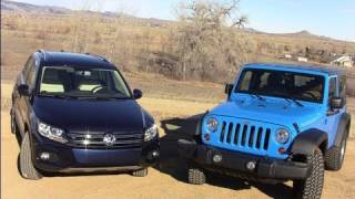 2012 Volkswagen Tiguan vs Jeep Wrangler 060 OffRoad Mashup Review [upl. by Fisa357]