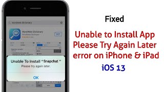 Fixed  Unable to Install App Please Try Again later error message on iPhone amp iPad in iOS 13134 [upl. by Corder]