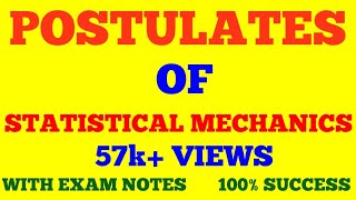 POSTULATES OF STATISTICAL MECHANICS  WITH EXAM NOTES [upl. by Dita]