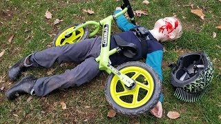 Epic Bike Crash  Tommys balance bike FAIL [upl. by Eirised]