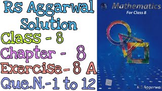 Linear Equation  Class 8 Exercise 8A Question 1 to 12  Rs Aggarwal  Md Sir [upl. by Leddy]