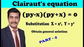 VTU Engineering Maths 2 Clairauts equation substitution examplePART4 [upl. by Annohsal]