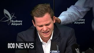 Steve Smith breaks down during ball tampering press conference  ABC News [upl. by Eelanna536]