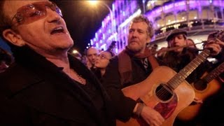 The Greatest Busk on Grafton Street  Bono and Glen Hansard busking with friends [upl. by Angelika]