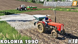 Spreading lime cultivation sowing soybeans planting potatoes  Kolonia 1990  FS 19  ep 10 [upl. by Devon]