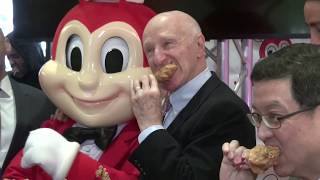 Going global Jollibees newest Manhattan location hosts grand opening [upl. by Ahsiened78]