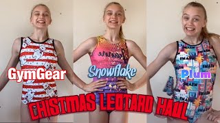 Christmas LEOTARD HAUL and TRY ON Plum Practicewear GymGear and Snowflake Designs [upl. by Yetak998]