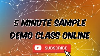 5 Minute Sample Demo Class Online [upl. by Nywled]