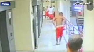 Inmates attack a fellow prisoner after cell doors open [upl. by Alcott]