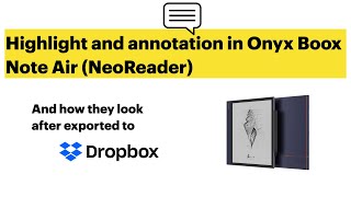 Highlight and annotation on pdf in Onyx Boox Note Air and how they look after exported to Dropbox [upl. by Adnorehs623]