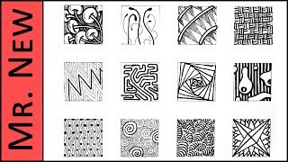 Easy Zentangle Doodles  How to Make12 Extra Patterns  Step by Step Tutorial [upl. by Demott]