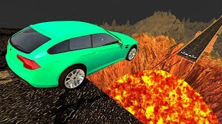 Beamng drive  Open Bridge Crashes over Volcano 1 Jumping into Volcano Crashes [upl. by Petracca]