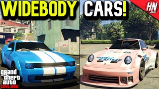 Top 10 Best Widebody Cars In GTA Online [upl. by Naujled375]