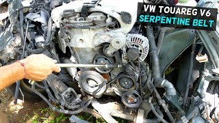 VW TOUAREG V6 SERPENTINE BELT REPLACEMENT REMOVAL DIAGRAM [upl. by Arikahc632]