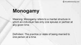 Monogamy Meaning [upl. by Beth600]