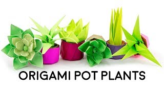 Mini Origami Pot Plant  Succulent Tutorial  Cute DIY  Paper Kawaii [upl. by Medarda884]