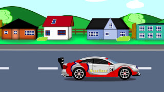 Sports Colorful Super Cars and Races on the Track  Fairy Tale For Children [upl. by Haididej]