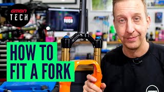 How To Cut And Install A New Bike Fork  Fitting A Mountain Bike Fork At Home [upl. by Doowyah539]