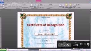 Making certificate using Microsoft word 2010 [upl. by Renzo]