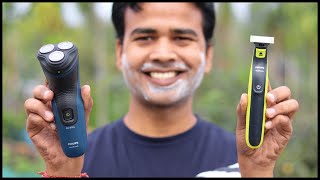 Philips Aquatouch Shaver vs Oneblade  Best trimmer for clean shave in india [upl. by Jessalyn]