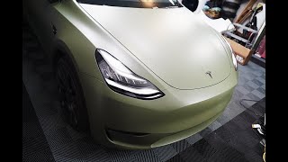 TESLA MODEL Y WRAPPED IN 3M 2080 MATTE MILITARY GREEN [upl. by Burn]