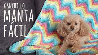 Tutorial Manta MUY FÁCIL ZigZag  Ganchillo o Crochet  Lanas y Ovillos [upl. by Keram]