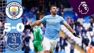 AGUERO FAIRYTALE AT THE ETIHAD  Man City 50 Everton Highlights [upl. by Casandra]